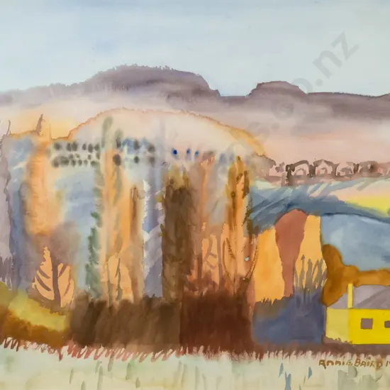 Annie Baird 1988 - framed watercolour - landscape H-550 W-740