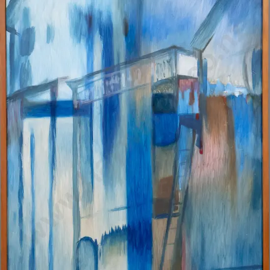 Richard Newell '00 - framed oil on board "Blue" H-570 W-440