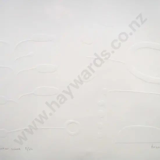 Robert P West - framed embossed print 2/26 - "Winter Scene" H-300 W-460