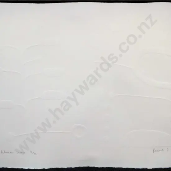 Robert P West - framed embossed print 17/26 "Winter Scene" H-300 W-460