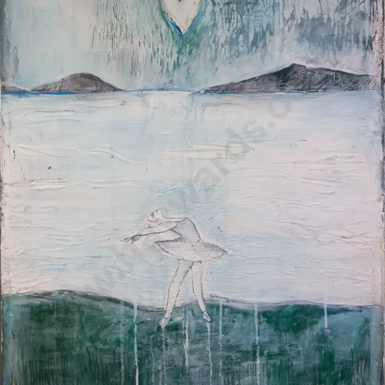Lynley Workman - mixed media on board "Moonlight Becomes You" H-590 W-490