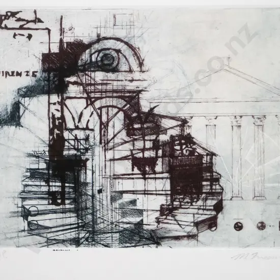 M Freeman '92 - framed etching AP - untitled H-200 w-270