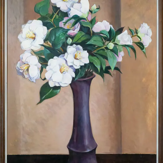 Shona McFarlane - framed oil - flowers H-870 W-610