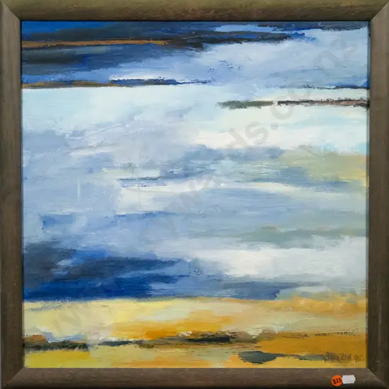 Angela Burns '96 - framed oil "Moeraki Beach"