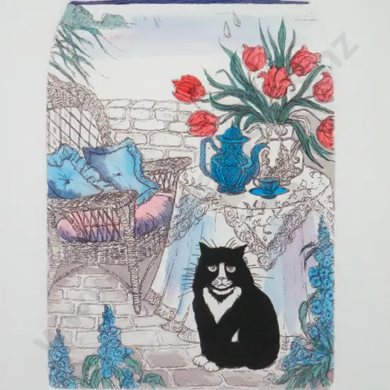 Karel Burrows - framed print 6/80 "City Cat IV" H-220 W-140