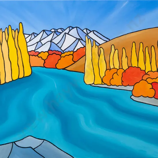 Catherine Garrett 2012 - boxed acrylic on canvas "Upper Clutha" H-560 W-1000