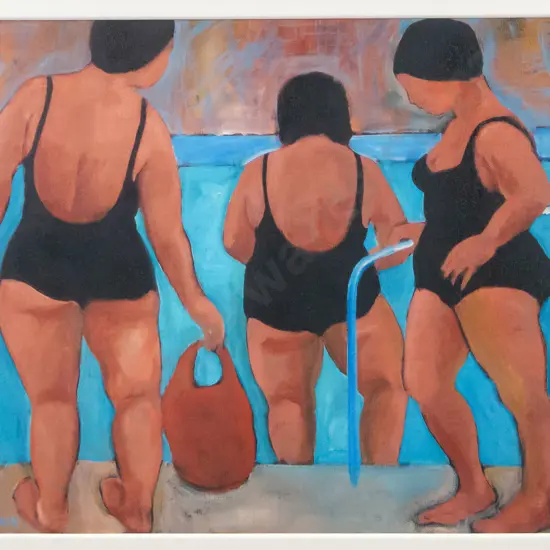 Janet Weir - framed acrylic "New Years Resolution" H-400 W-480