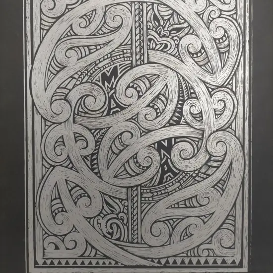 Kees Meeuws & David Burke - unframed print - "He Tohu Toa, Mark of the Warrior" H-510 W-380