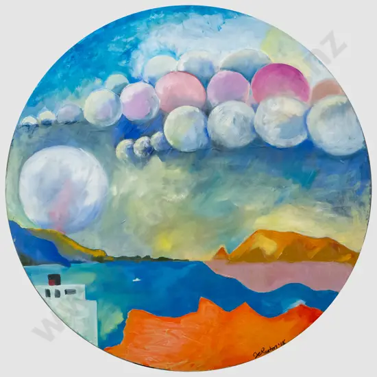 Jacque Ruston 2018 - oil on canvas "Clouds Tairoa" Diam- 700