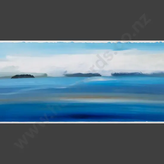 Janet de Wagt 2000 - framed acrylic "From Price's Inlet, Rakiura Stewart Island" H-350 W-1000