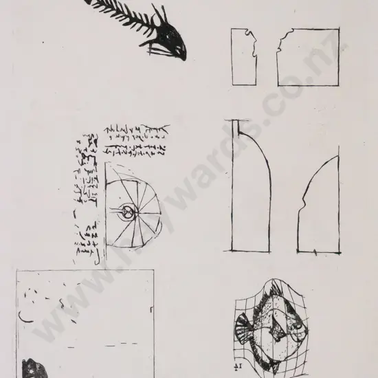 illegible signature '96 - mounted etching APIMP  - untitled H-250 W-170