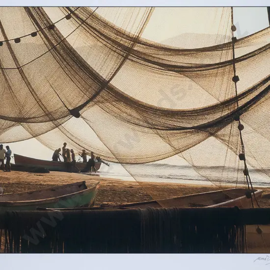 Matheson Beaumont - framed photographs - boats and nets H-230 W-340