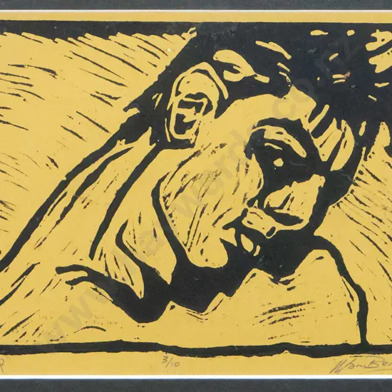 Manu Berry - framed woodcut 3/10 "Self" H-130 W-170