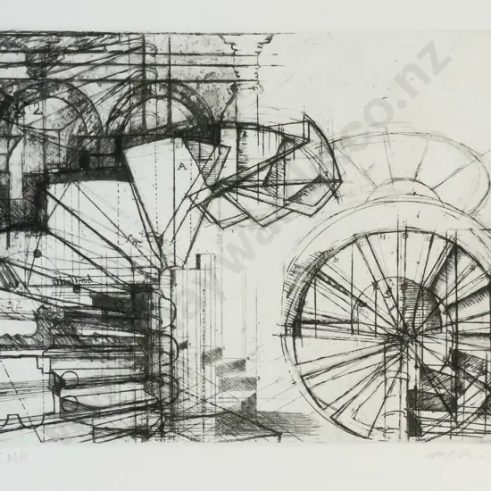 illegible signature '92 - unframed etching APIMP - untitled H-280 W-280