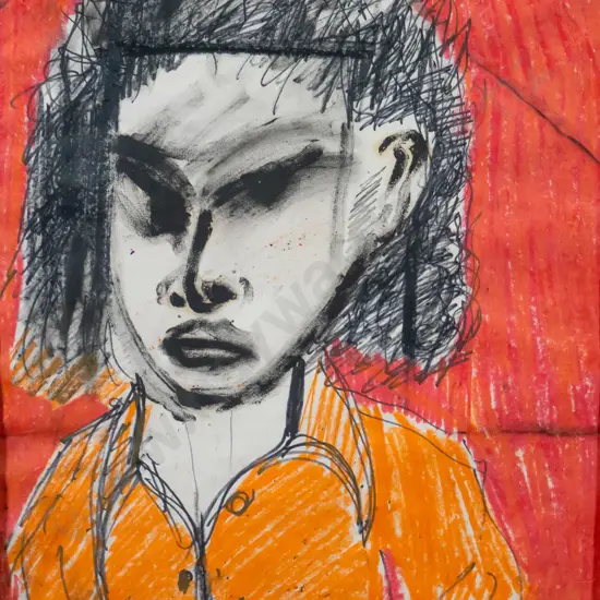 RG 1986 - unframed pastel and graphite - portrait H-580 W-390