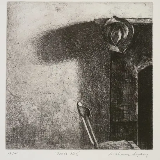 Grahame Sydney - unframed etching 13/40 "Toni's Hat" H-170 W-170