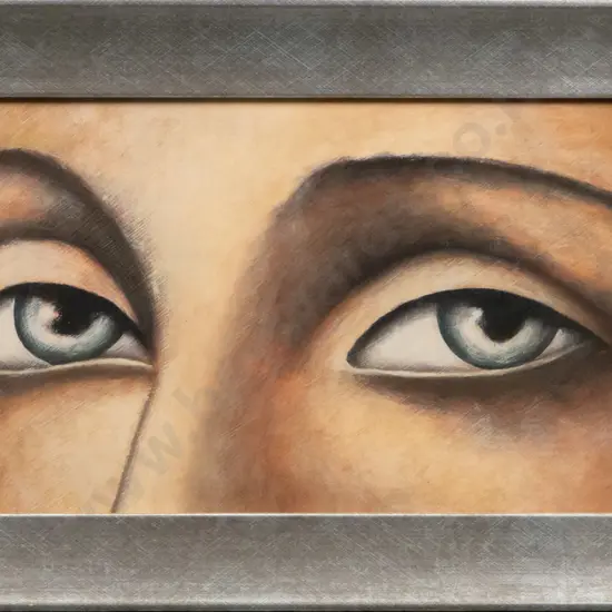 Donna Demente '09 - framed varnish acrylic on board "All Seeing" H-190 W-390
