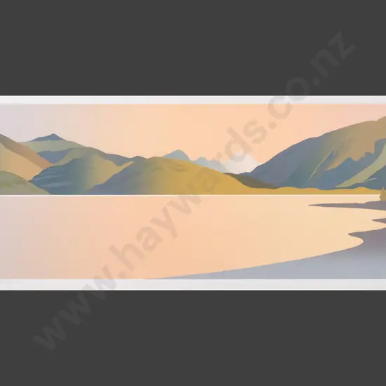 Malcolm Warr '85 - framed screenprint 112/150 "Mt Aspiring from Lake Wanaka" H-250 W-840 (frame needs slight attention)