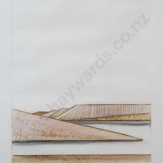 Marilynn Webb - framed etching and watercolour "Winter evening - Lake Mahinerangi" (slight warping) H-310 W-260