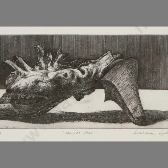 Grahame Sydney - unframed etching 14/40 Connie's Shoe" H-100 W-220