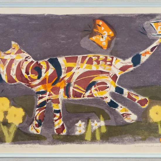 Isabel Brathwaite 1/25 - framed serigraph "The Kitten & the Butterflies"