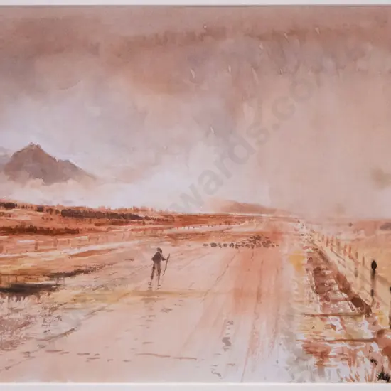 Wimperis - framed watercolour "43 Mile Road" H-190 W-330