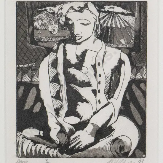 Palmer '83 - framed etching 3/4 "Fiona"  H-150 W-130