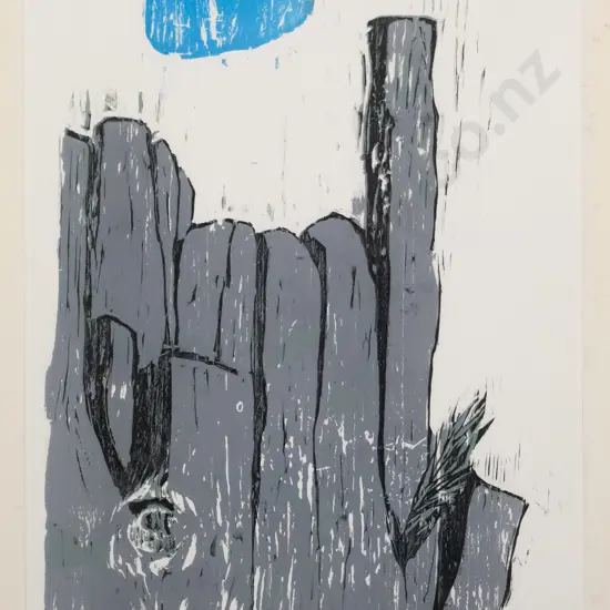 Manu Berry - framed woodcut "Organ Pipes II" H-320 W-240