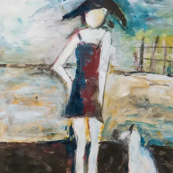 Margaret Johnston '05 - framed acrylic "The Red Moon" H-520 W-350