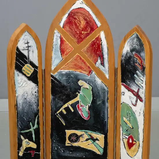 Emma Milburn - oil on wood triptych H-470 W-360