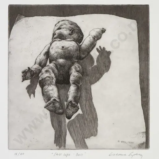 Grahame Sydney - unframed etching 18/40 "Still Life: Doll" H-165 W-165