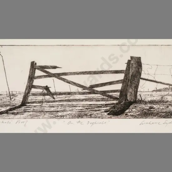 Grahame Sydney - unframed etching Artist's Proof "On the Dogtrials" H-90 W-230