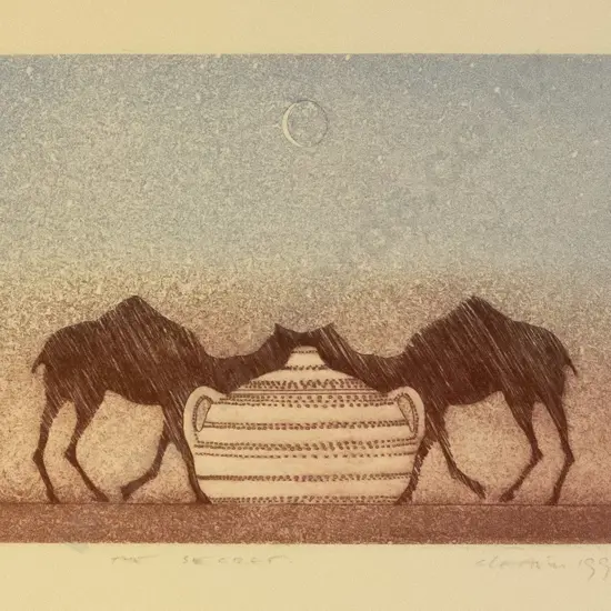 Barry Cleavin 1993 - unframed etching 6/15 "The Secret" H-105 W-145