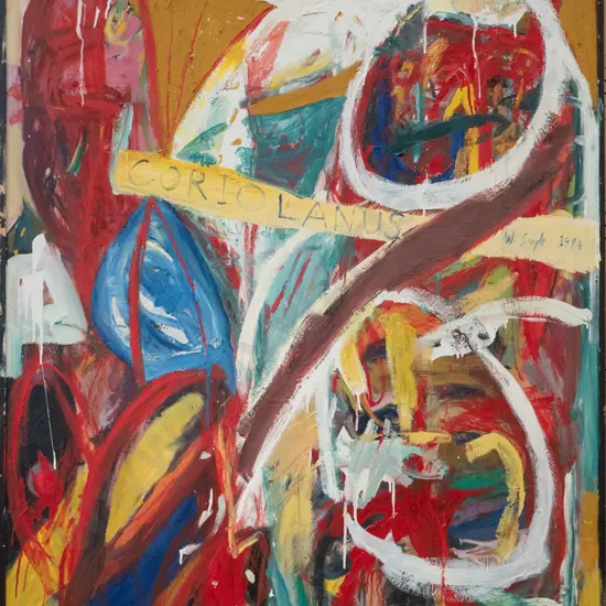 Wayne Seyb 1984 - framed oil on board "Coriolanus" H-1930 W-1200