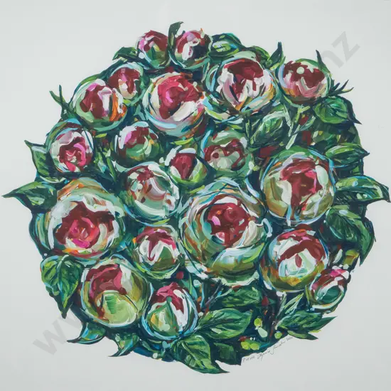 Lynne Sandri - framed ltd edition giclee print 8/100 "Roses - the fragrance remains" H-420 W-420