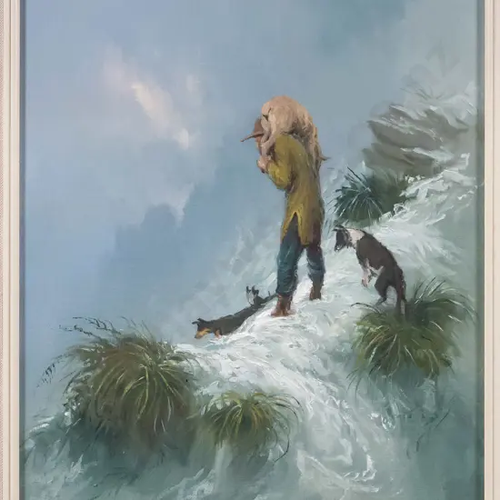 Wallace T Keown '82 - framed oil "Snowraker" H-340 W-290