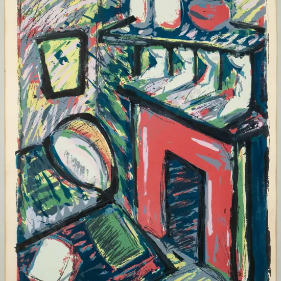 Beech 1998 - framed screenprint 15/16 "Room at Braid Road" H-450 W-310