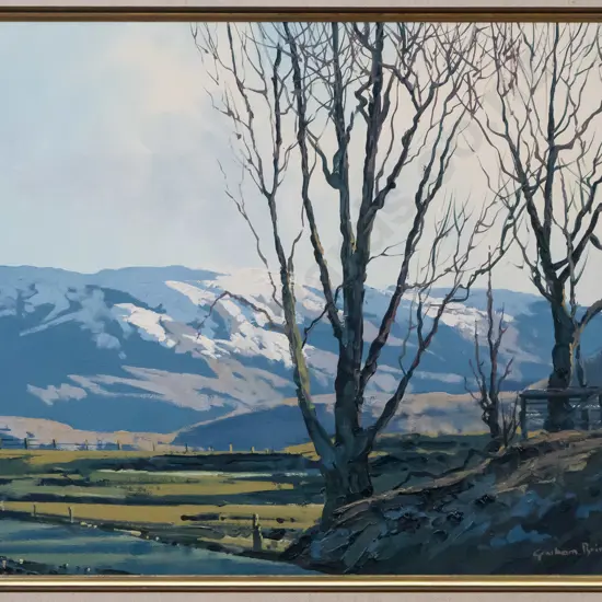 Graham Brinsley '89 - framed oil "Winter Near Cromwell" H-350 W-460
