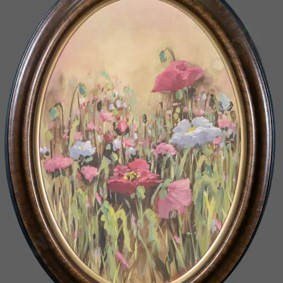 JA Rasmussen 1982 - framed oil - poppies 480 W-340