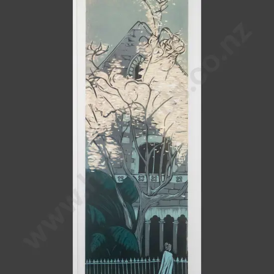 Manu Berry -  framed woodcut 5/5 "Spring of Knowledge" H-560 W-180