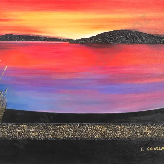 C Gourlay '07 - boxed mixed media - coastal scene H-610 W-930