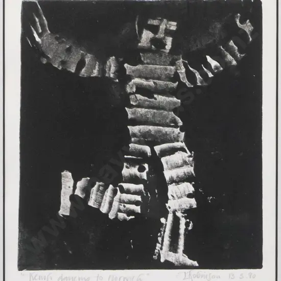 John Robinson '90 - frame monoprint "Kemp dancing to Norwich" H-150 W-130