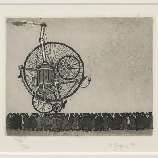 P Gregory '99 - framed etching - untitled 10/40  H-110 W-140