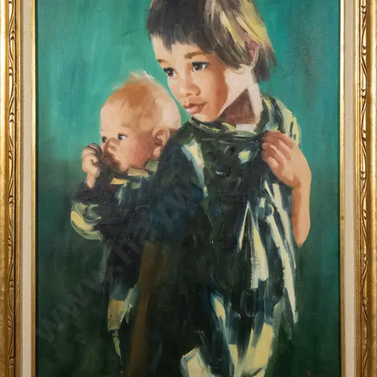 Peter Mak, Kowllon, Hong Kong - framed oil - children H-740 W-490
