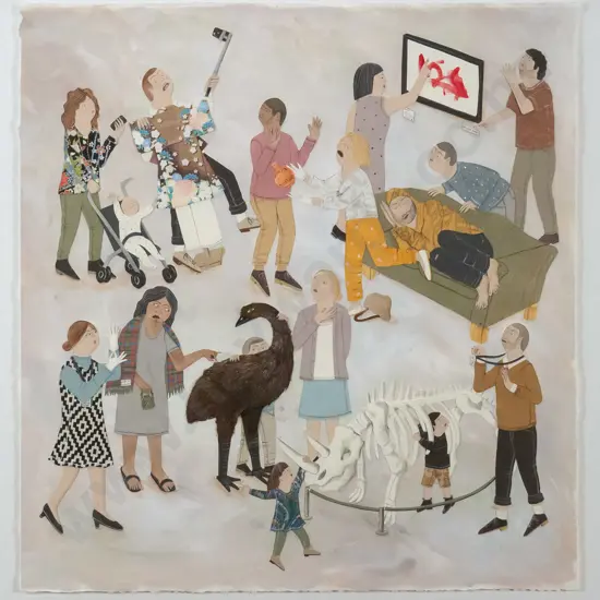 Gemma Baldock - framed mixed media "Thou Shalt Not" H-560 W-530