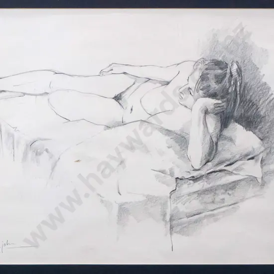 David John - framed pencil - nude H-360 W-570