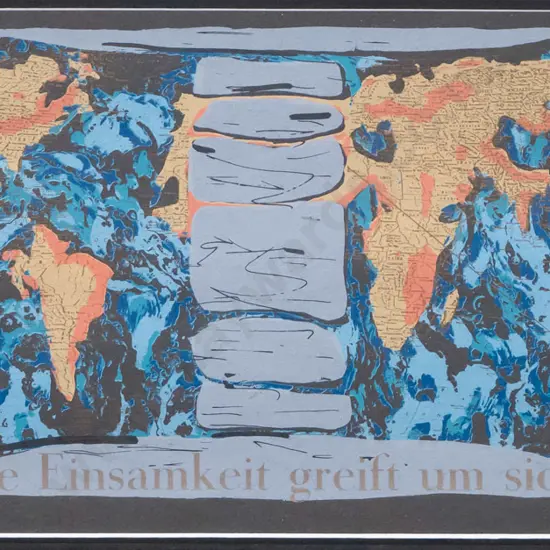 Inge Doesburg '92 - screenprint 2/8  behind glass "a world apart" H-180 W-400