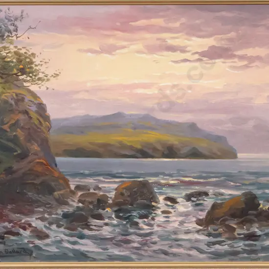 W Allen Bollard - framed oil "The Restless Sea" H-390 W-490