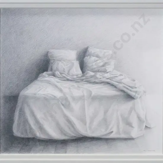 Neil Driver 2005 - framed graphite on paper "Bed" H-370 W-420
