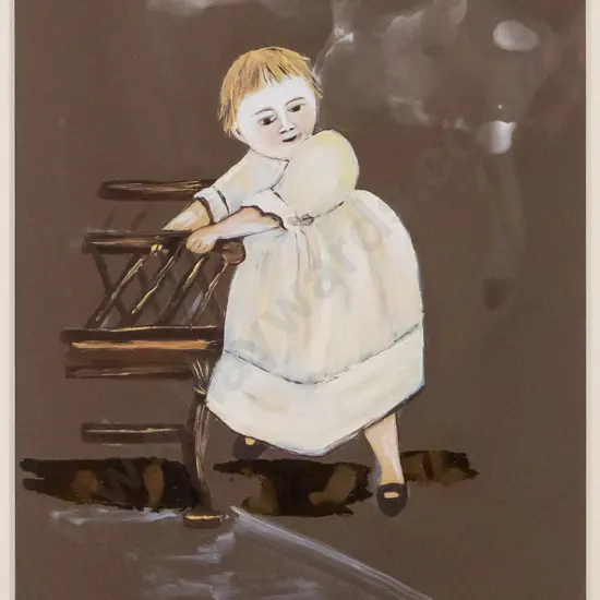 MJ Campbell 2012 - framed mixed media "Baby Jean" H-230 W-180